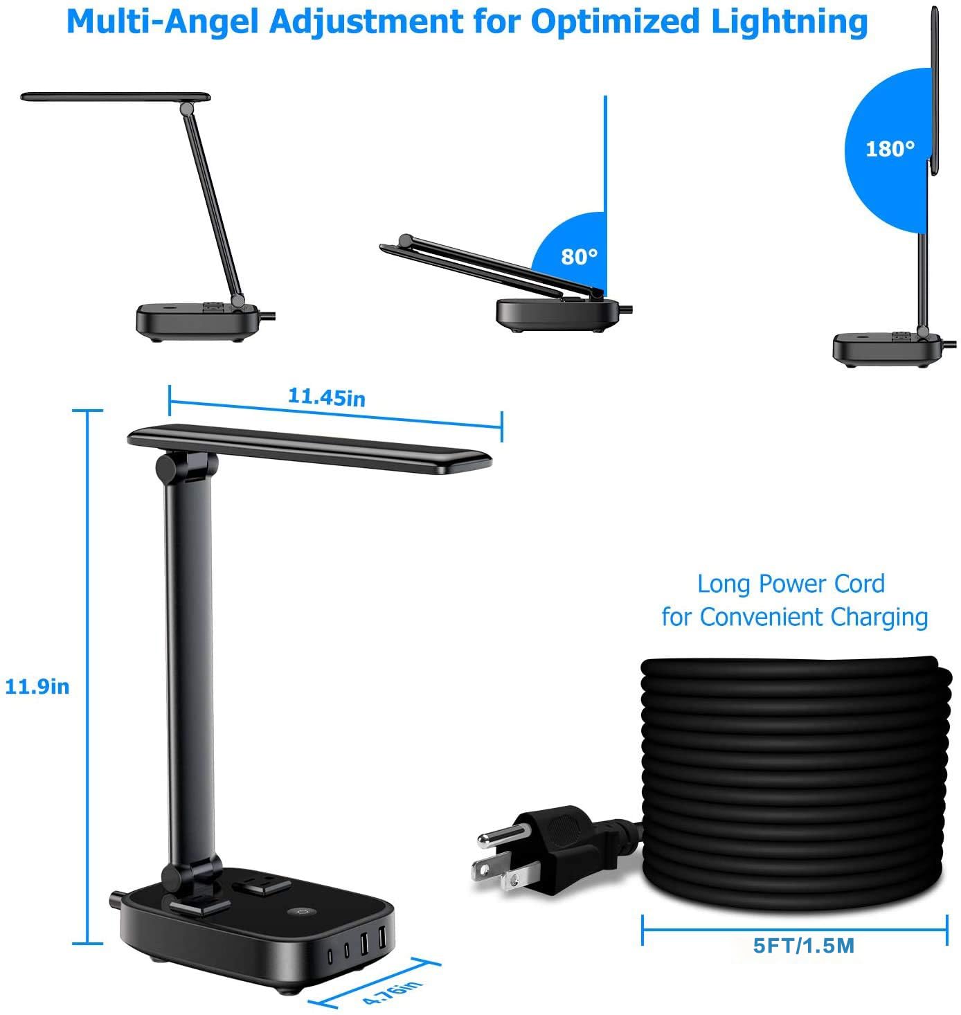 Yostyle desk lamp offers four USB charging ports to power devices at your desk.