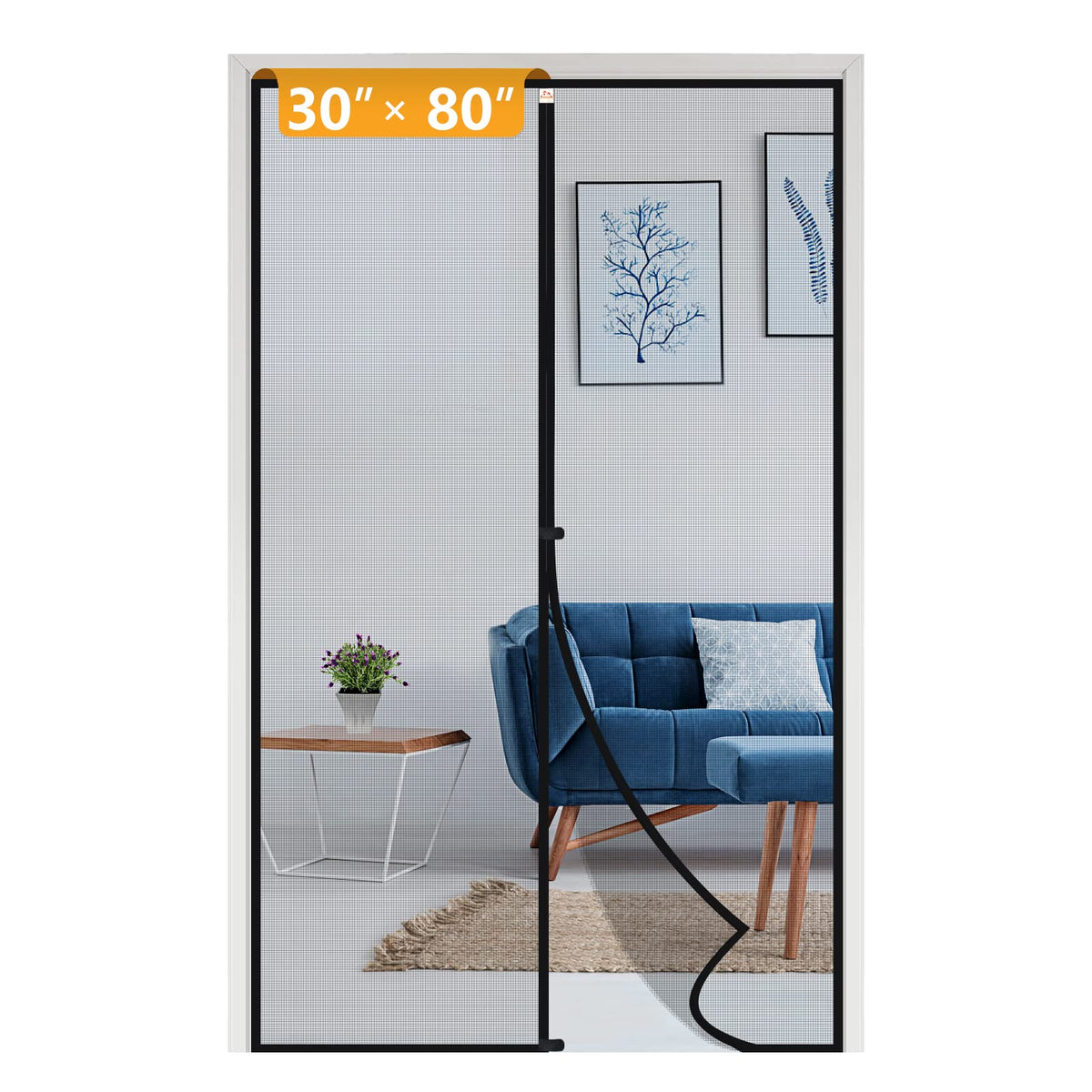 Yotache fiberglass magnetic screen door main view showing sturdy fit for air flow