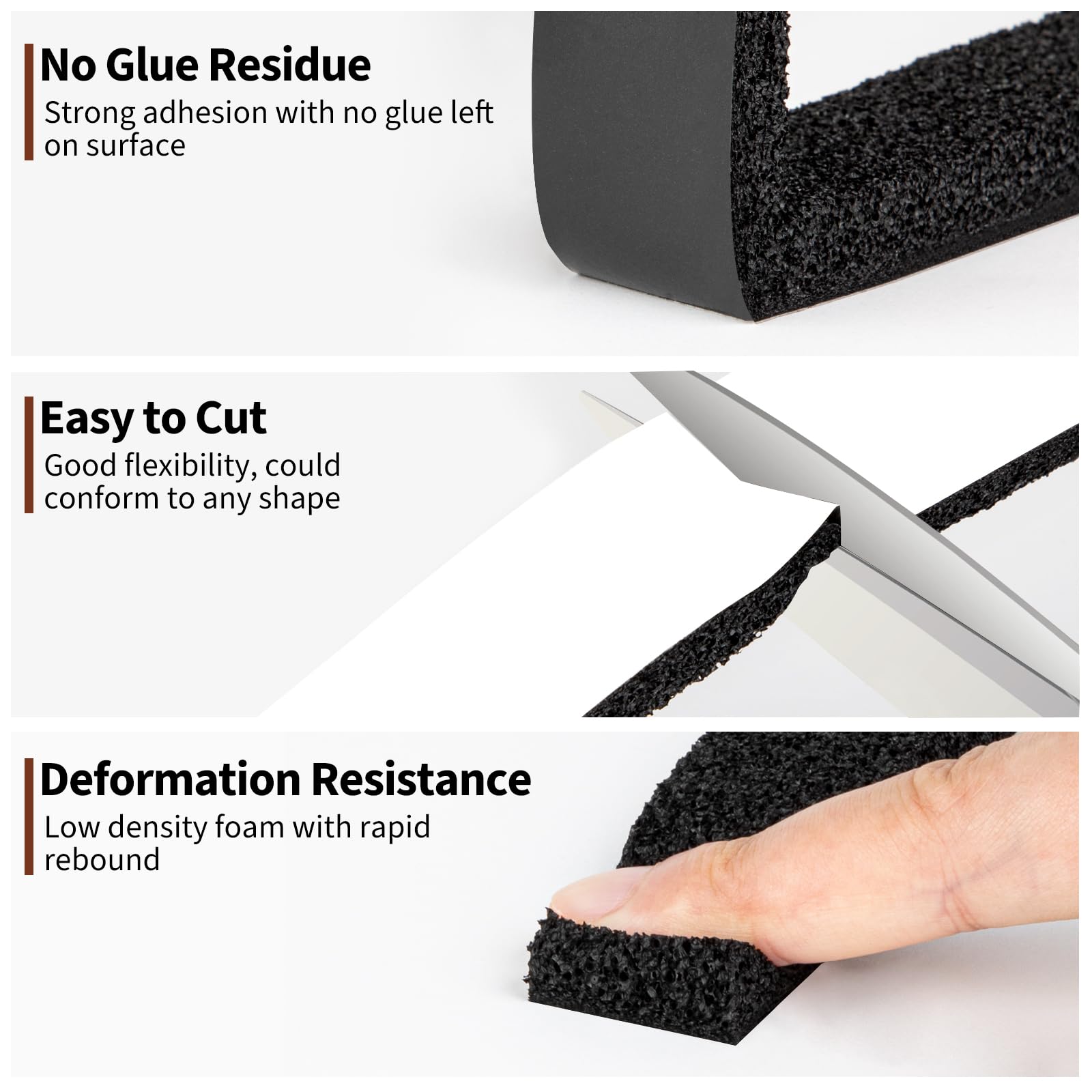 Yotache flexible foam tape cut-to-size to fit irregular shapes and surfaces