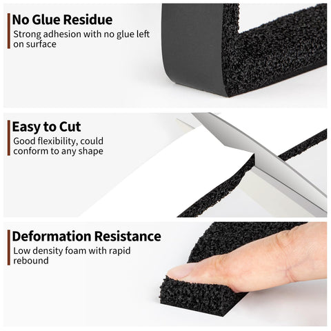 Yotache flexible foam tape cut-to-size to fit irregular shapes and surfaces