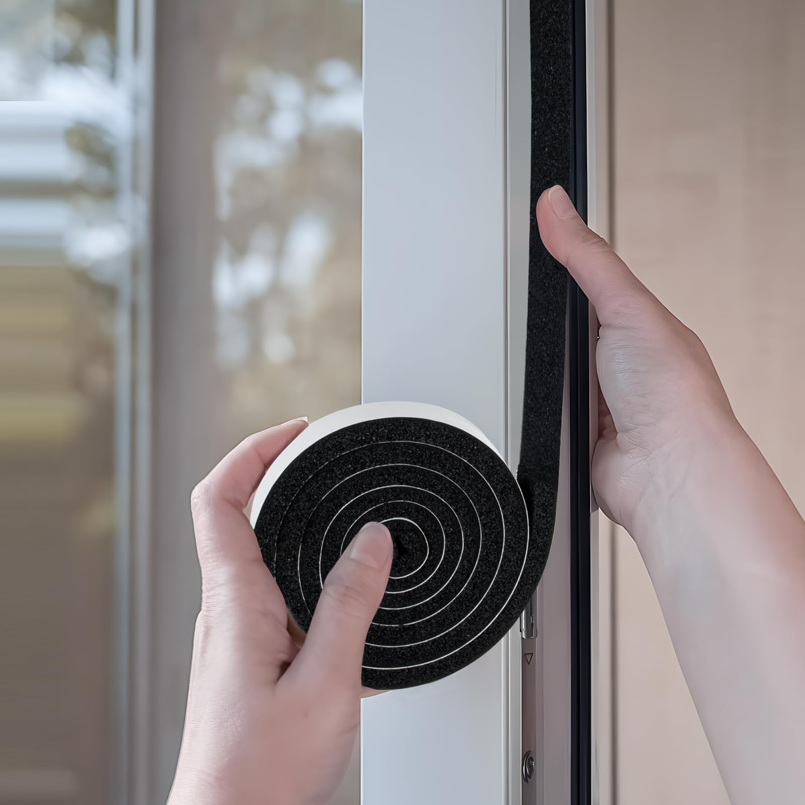 Yotache foam tape compresses to cushion and seal gaps