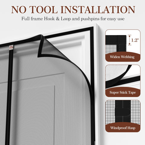 Yotache windproof hook-and-loop hasp secures screen against gusts.