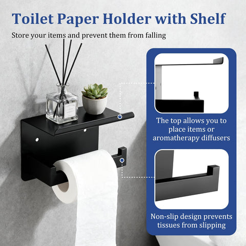 Yotock toilet paper holder in matte black for easy access