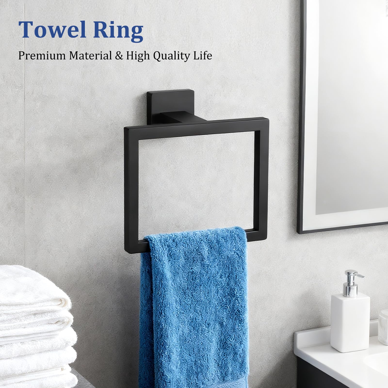 Yotock towel ring in matte black keeps towels neatly in place