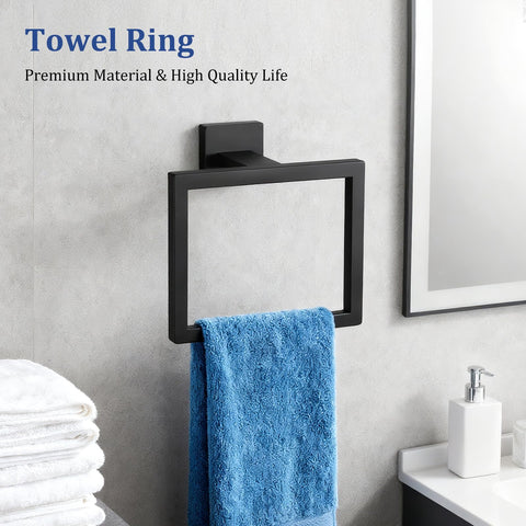 Yotock towel ring in matte black keeps towels neatly in place