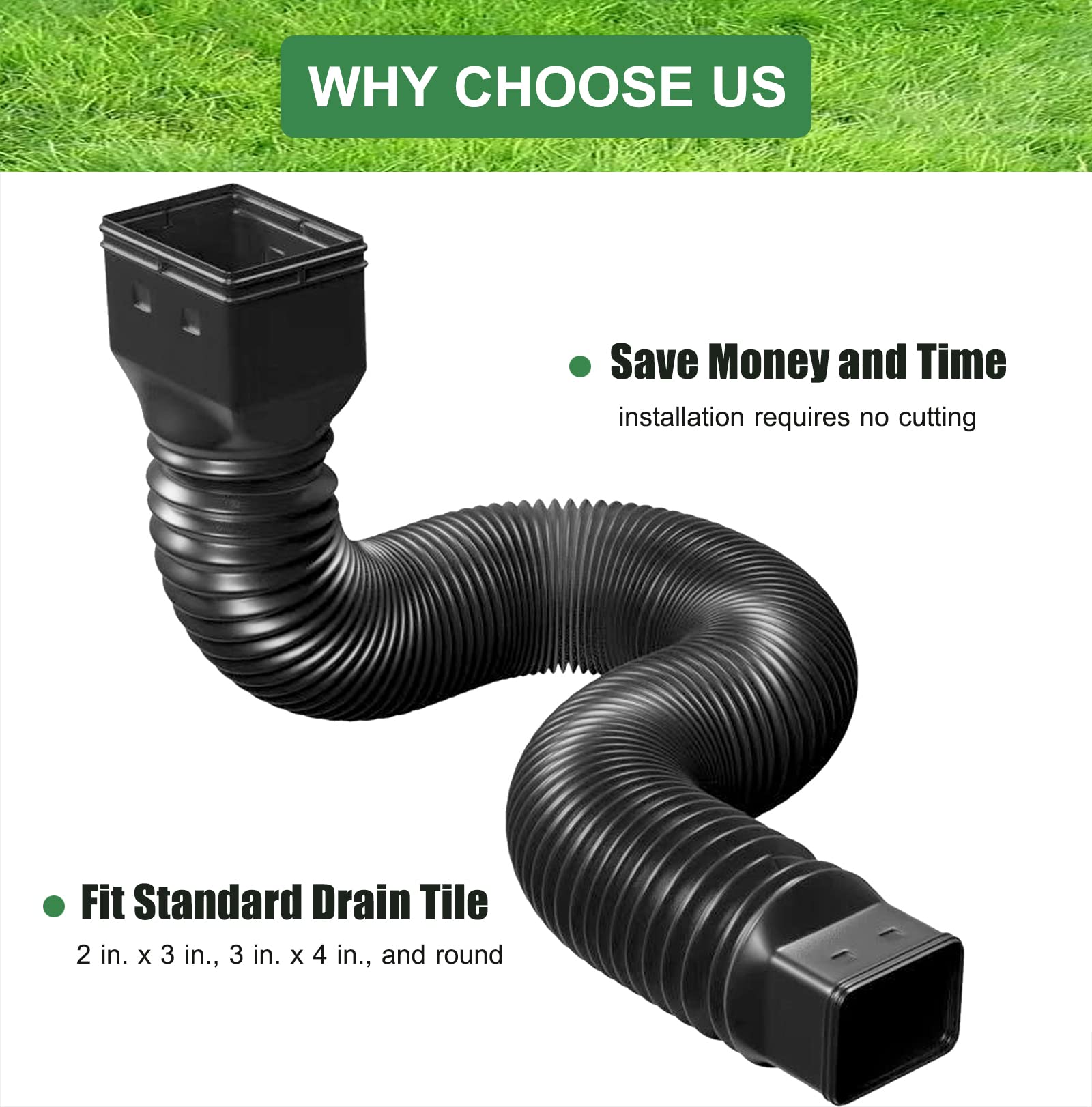 YOTODY downspout extender showing extendable 21 to 68 inch reach