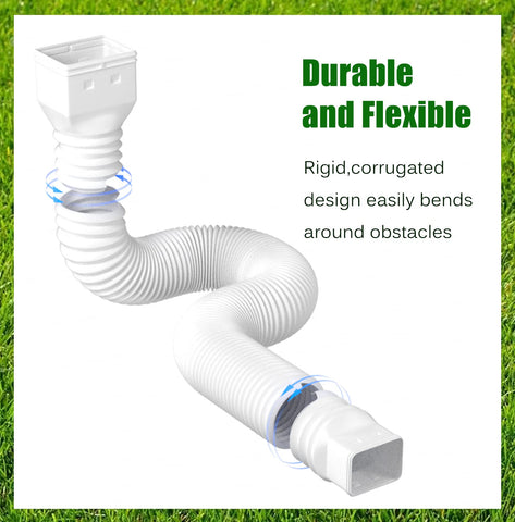 YOTODY downspout extension mounted on lawn edge helps prevent flooding and erosion.