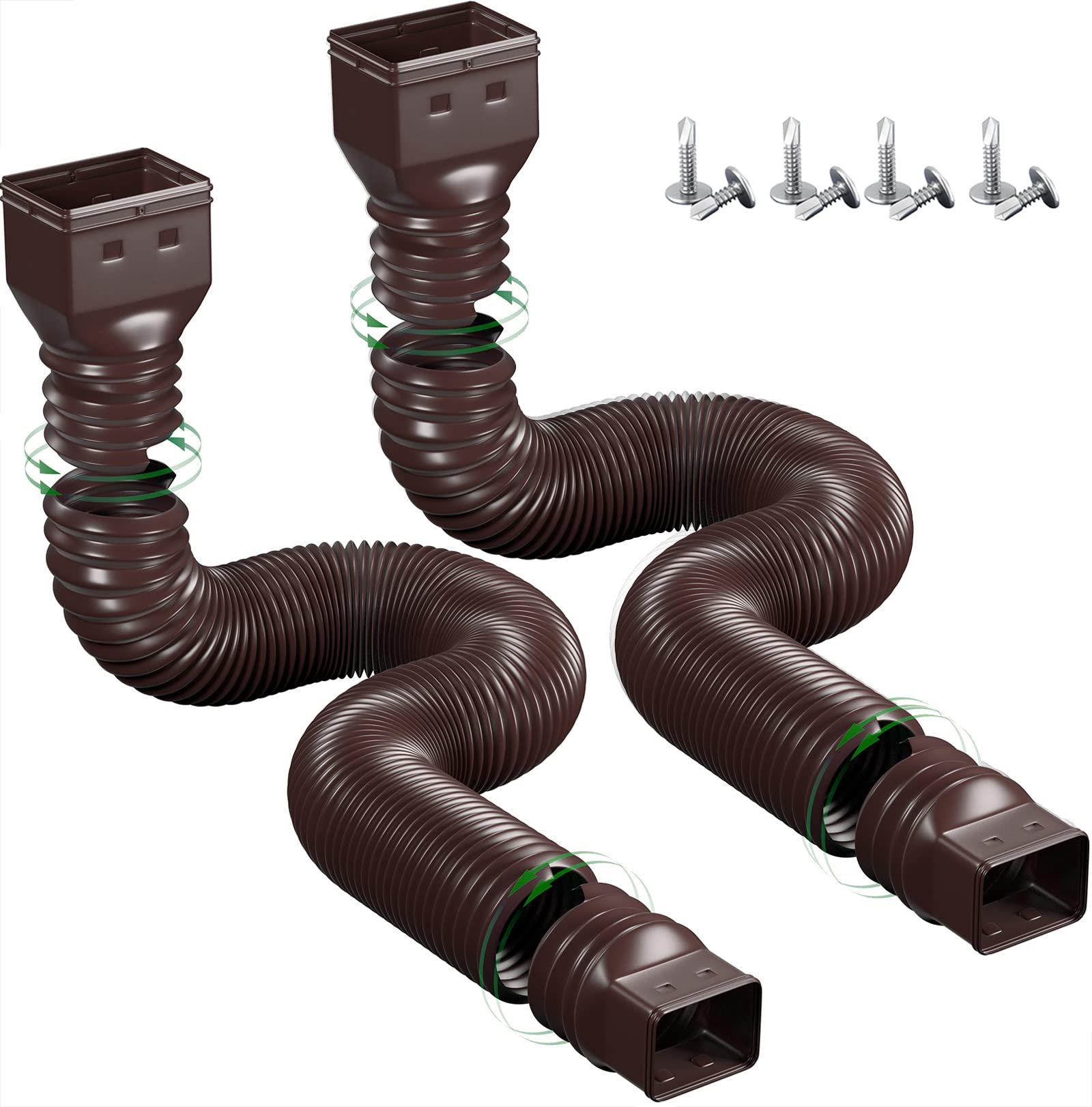 YOTODY downspout extensions connected to a gutter for improved drainage away from the foundation.
