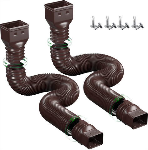 YOTODY downspout extensions connected to a gutter for improved drainage away from the foundation.
