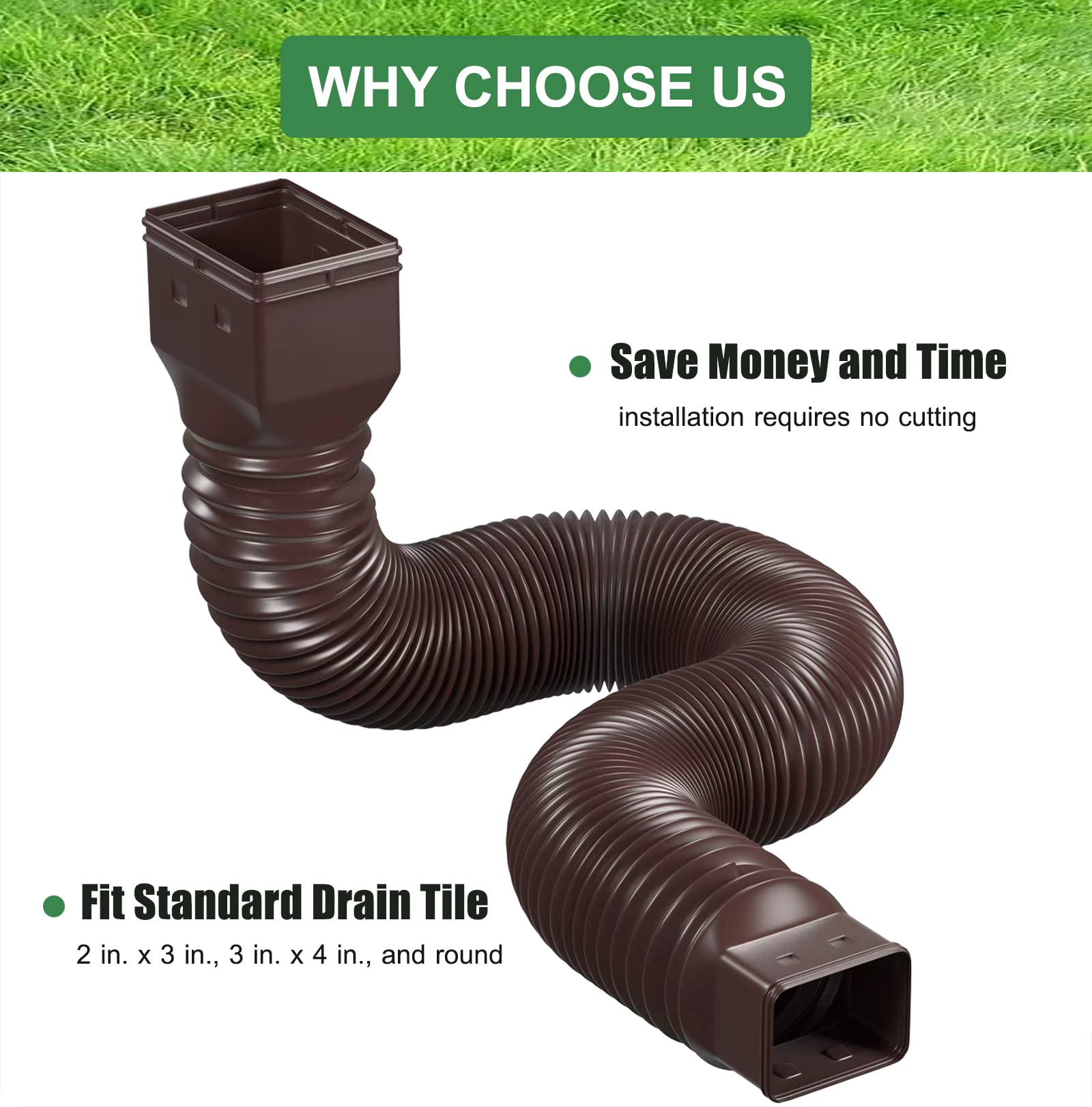 YOTODY downspout extensions fit 2x3 inch downspouts securely.