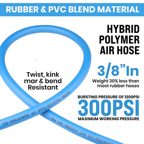 YOTOO hybrid air hose with quick coupler enables direct compressor connections.