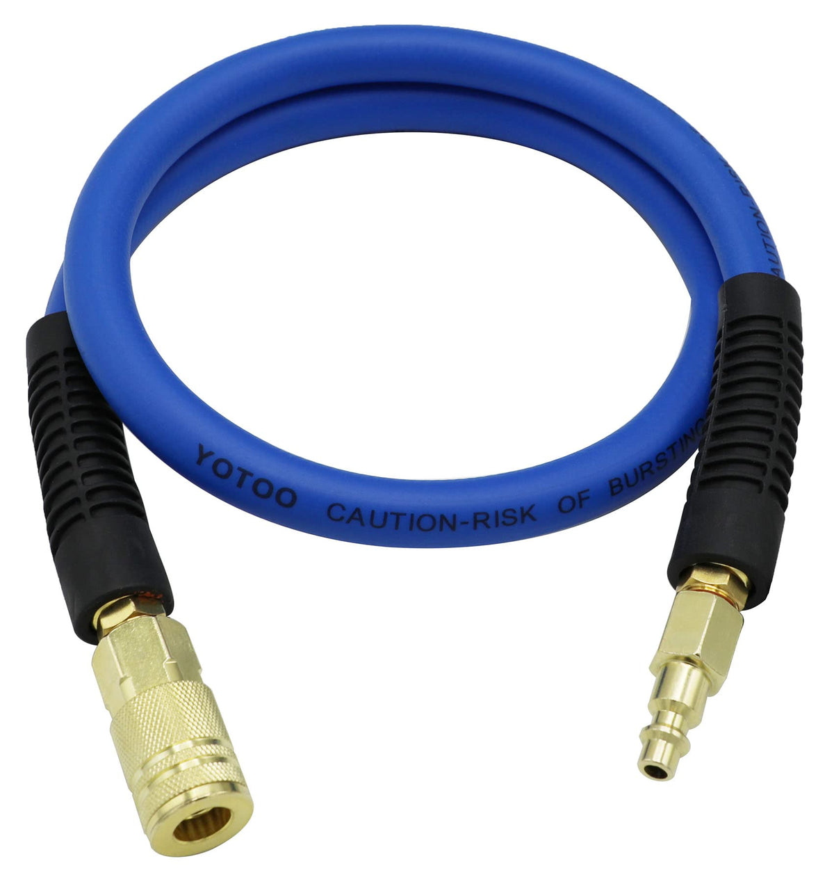 YOTOO hybrid lead-in air hose, 3/8 inch by 3 ft, blue, flexible for quick setup.
