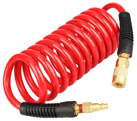 YOTOO polyurethane recoil air hose 3/8 in ID 10 ft coil for high-flow delivery.