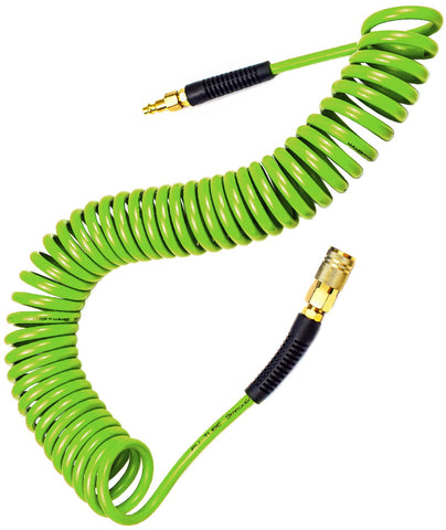 YOTOO polyurethane recoil air hose coiled for easy storage and quick use