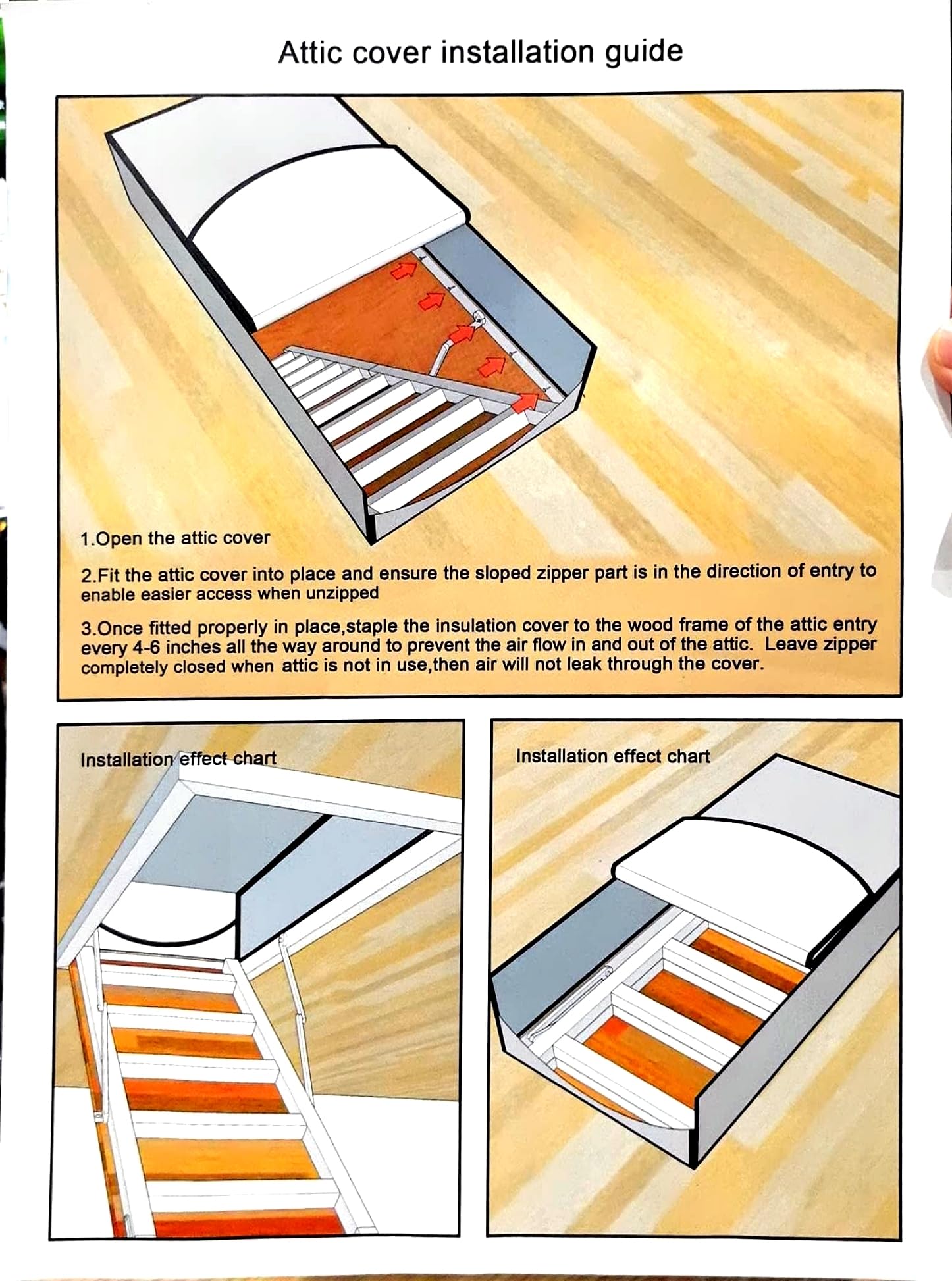 Youeon easy-access two-way zipper for quick attic visits.