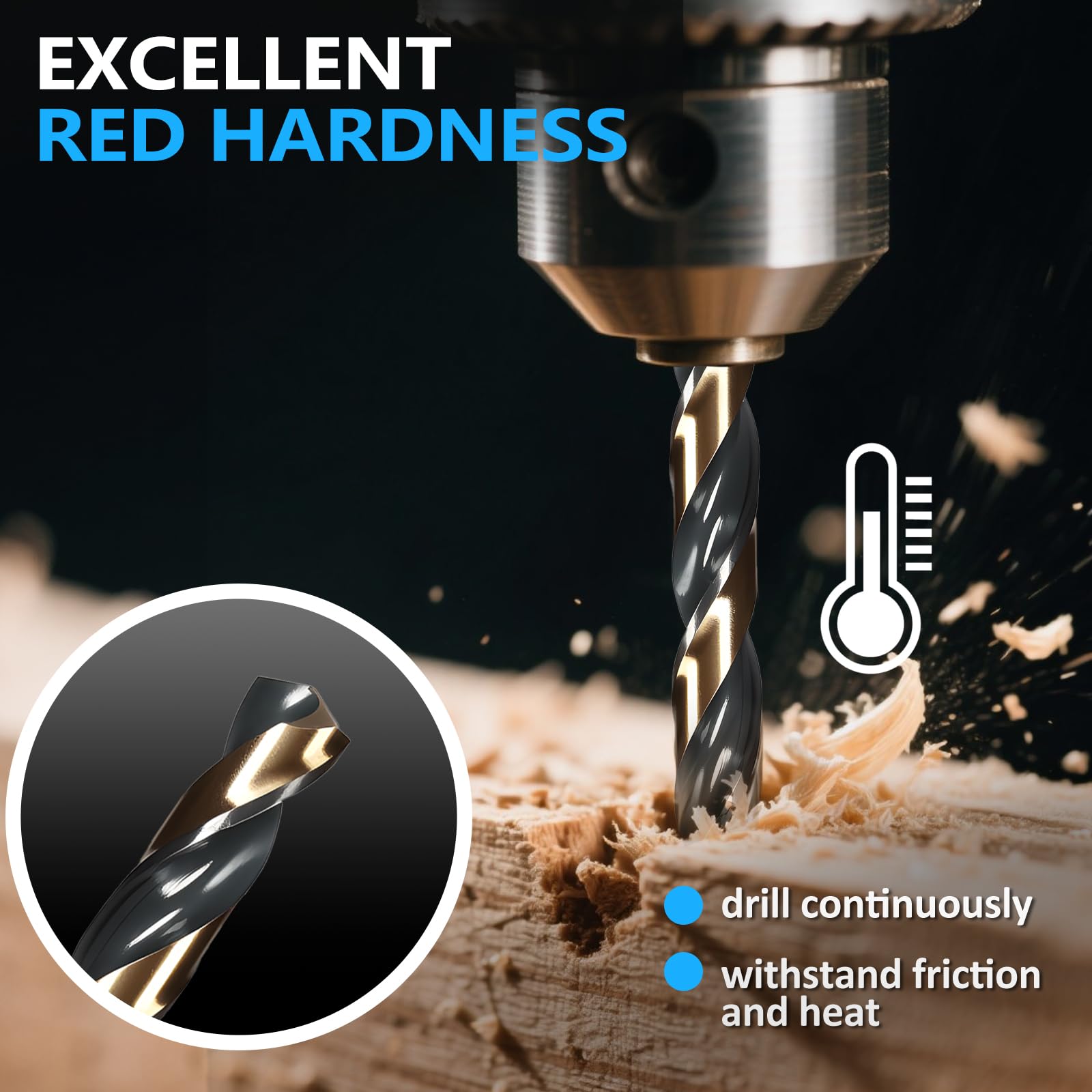 Yougfin 135-degree split-point design improves initial bite and clean holes.