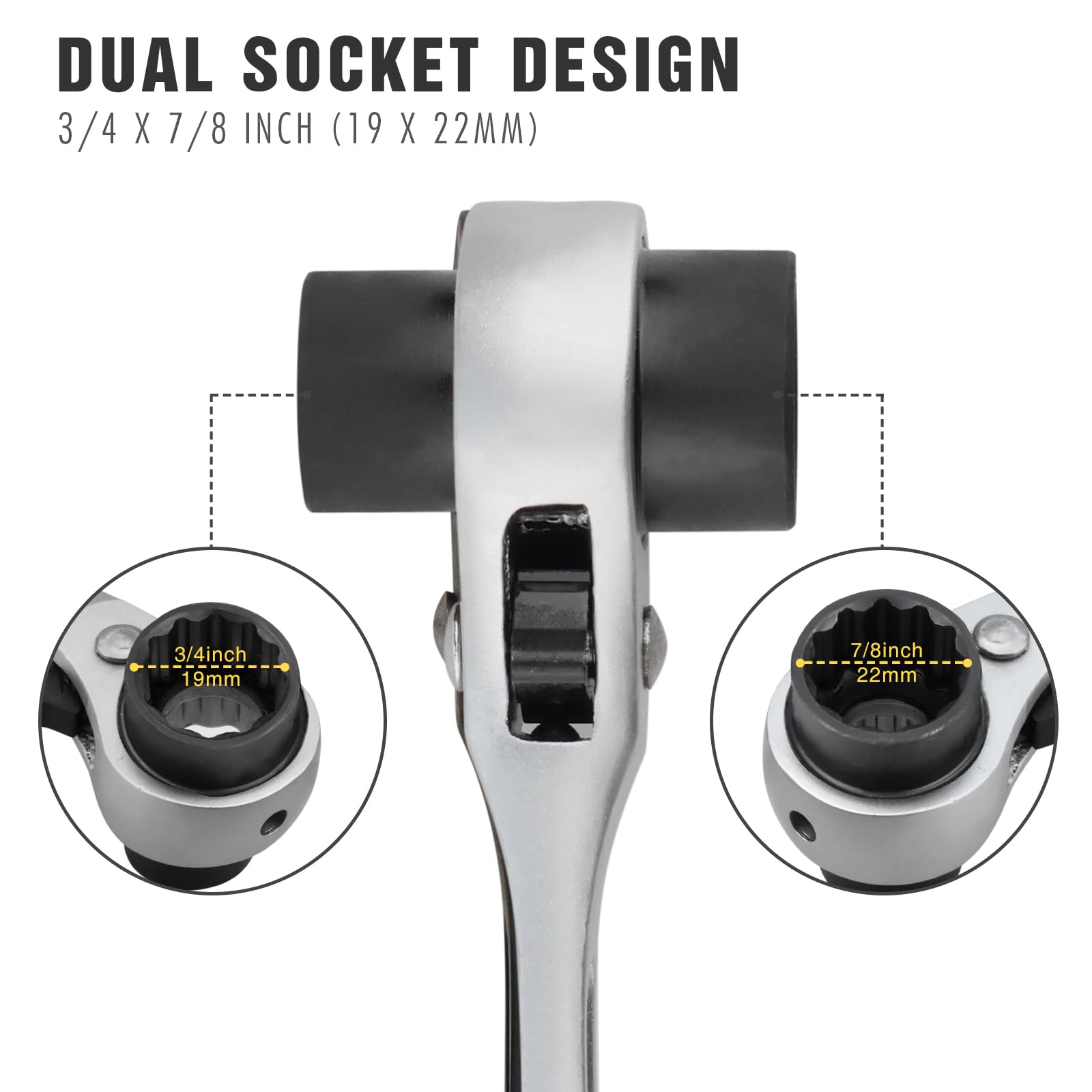 YOUKOOL dual-size wrench 19mm and 22mm aids versatile fitting and adjustment
