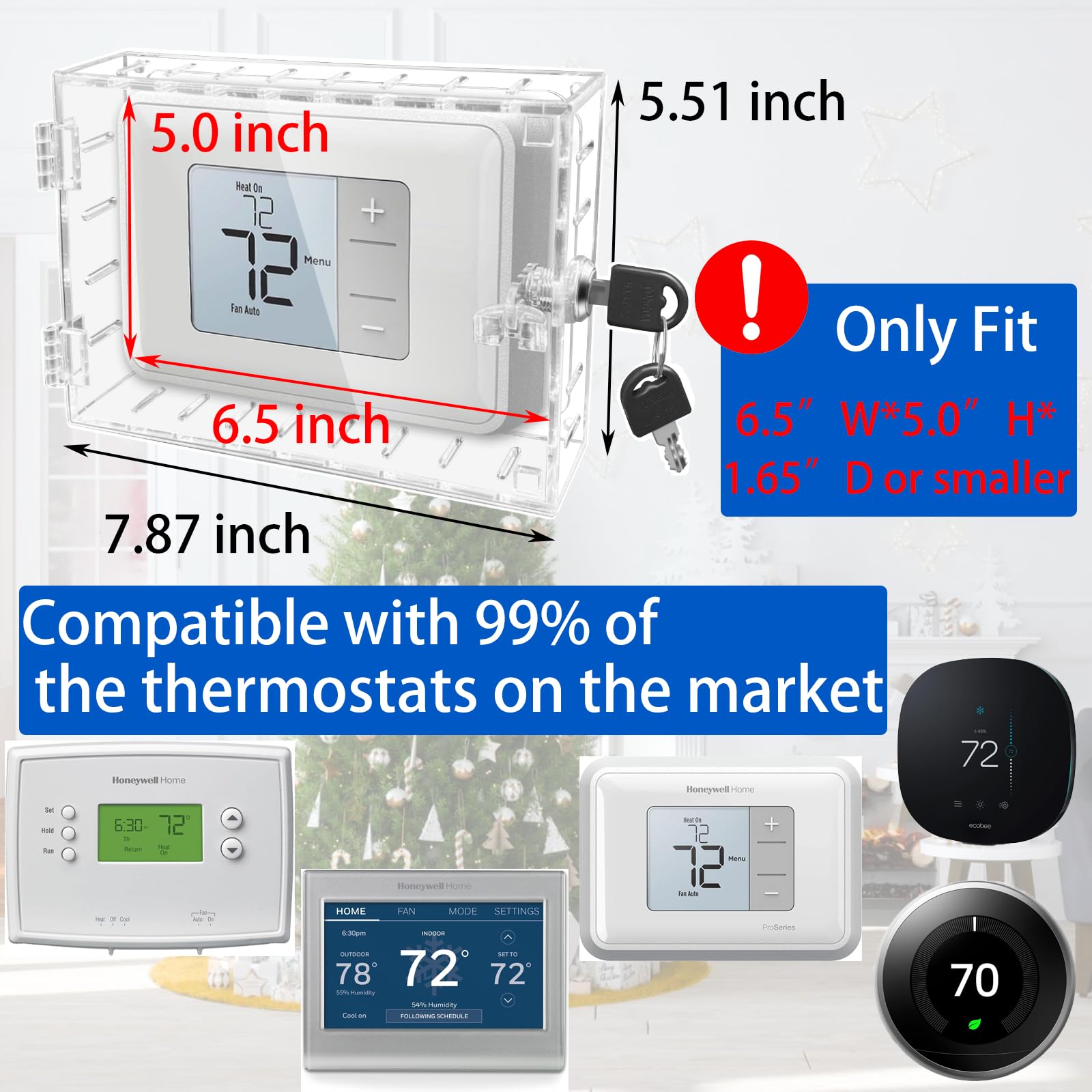 Young Dance clear acrylic thermostat cover maintains visibility of thermostat settings
