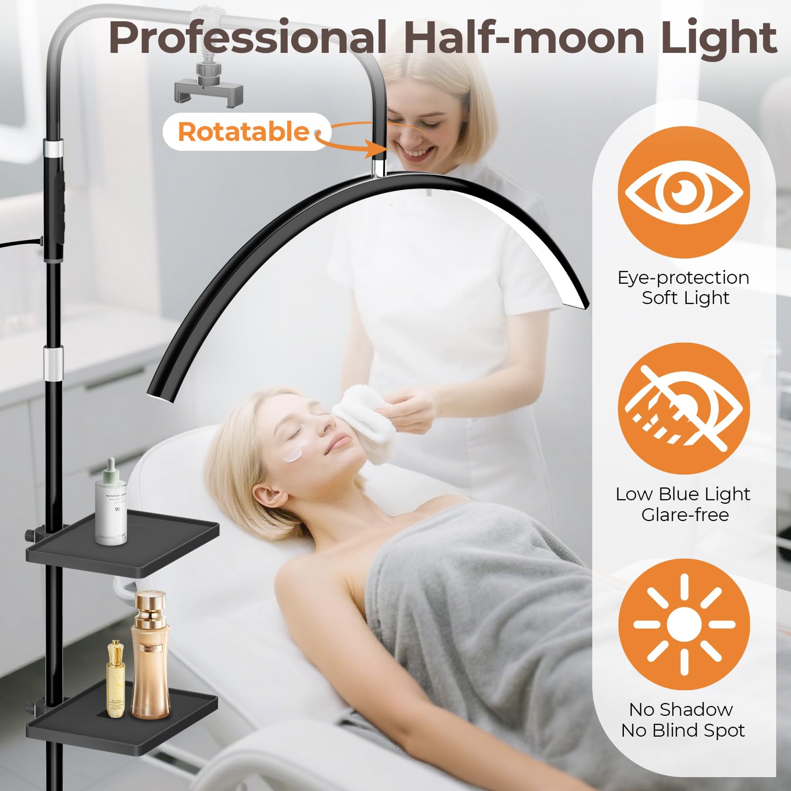 Young Master lamp height-adjustable setup shown for versatile salon use.