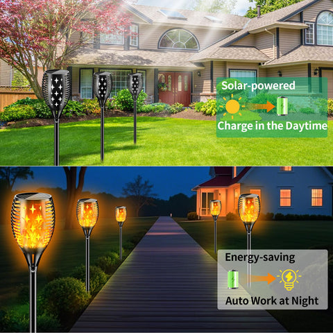 YoungPower IP65 weatherproof solar torch durable in any outdoor weather