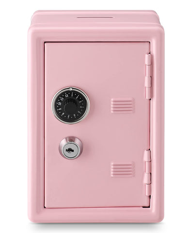 Younion money safe mini lock box pink with coin slot for easy savings