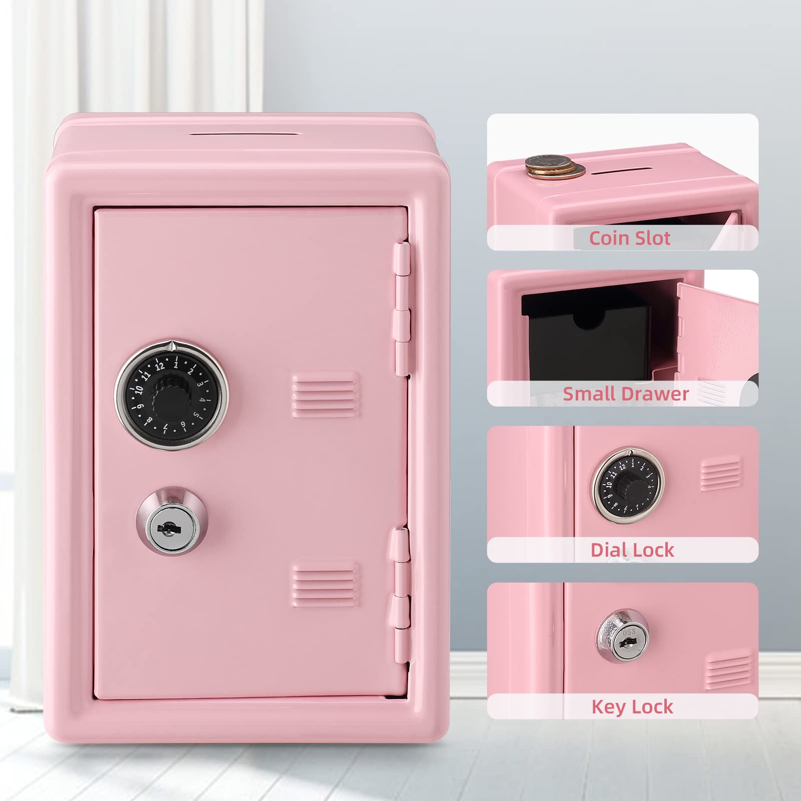 Younion small steel safe with a drawer for jewelry and cash