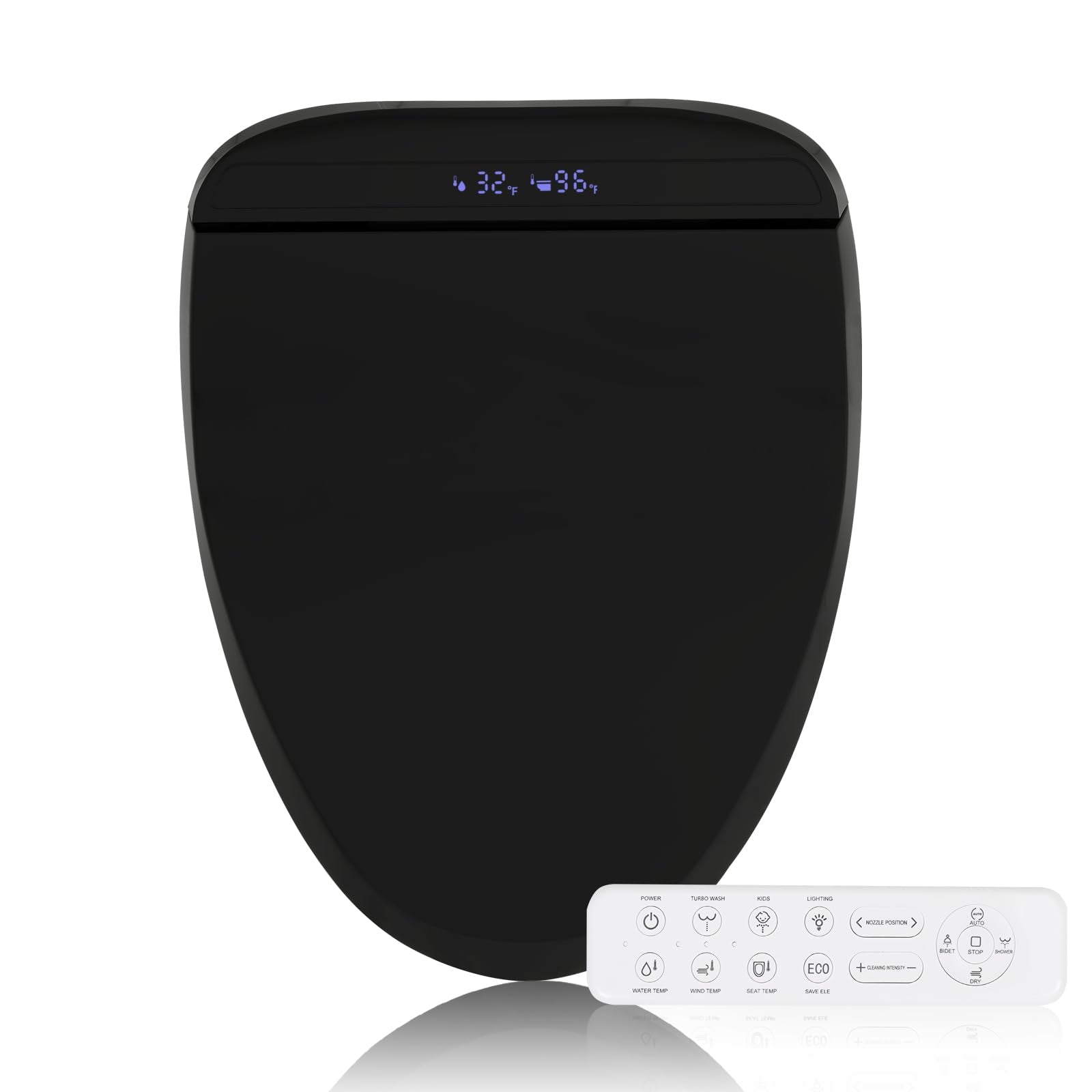 YOURLITE bidet seat remote control for easy temperature and spray adjustments.