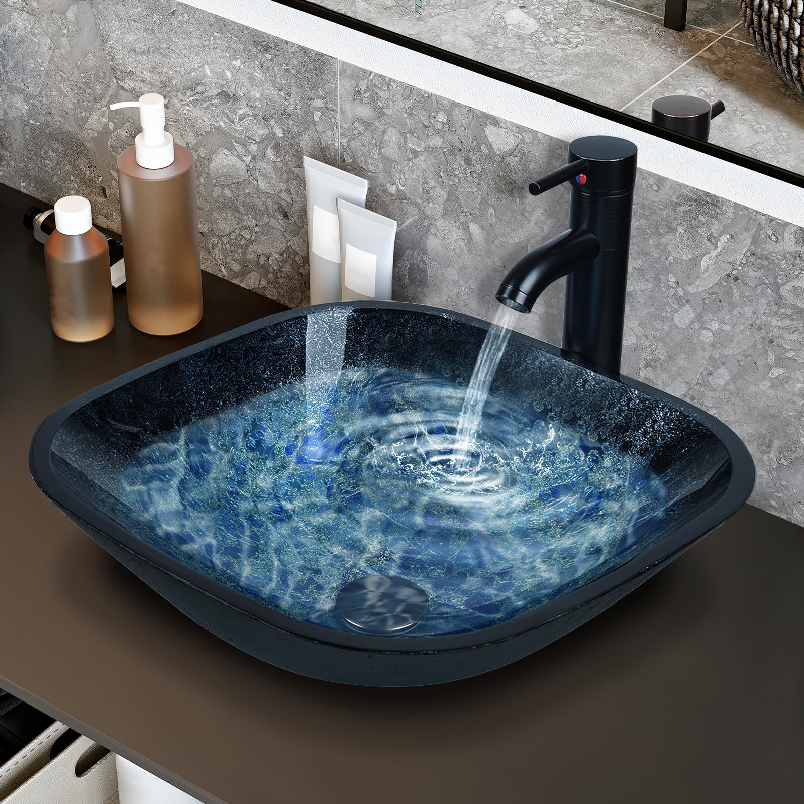 YOURLITE handmade sink with unique print adds style to any bath