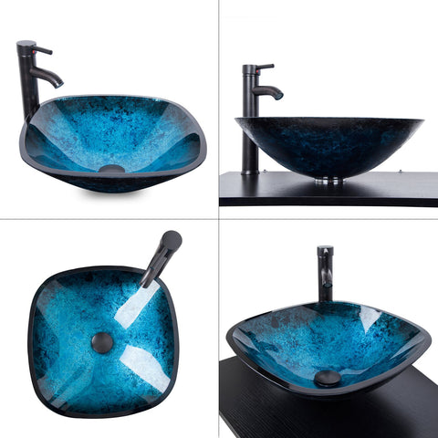 YOURLITE vessel sink with faucet and drain shows easy setup and complete kit