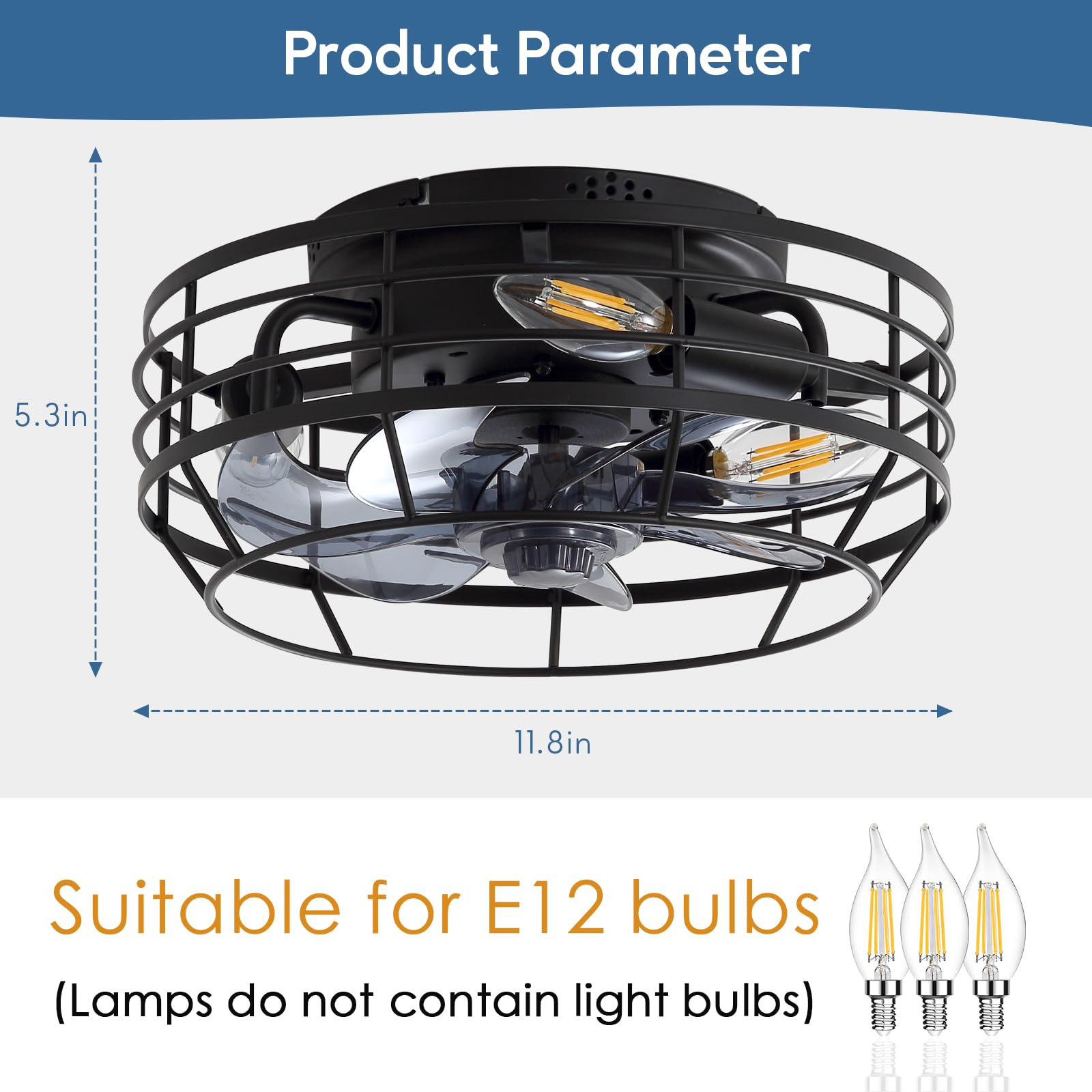 Youroke farmhouse caged fan light ABS blades for quiet, efficient airflow.