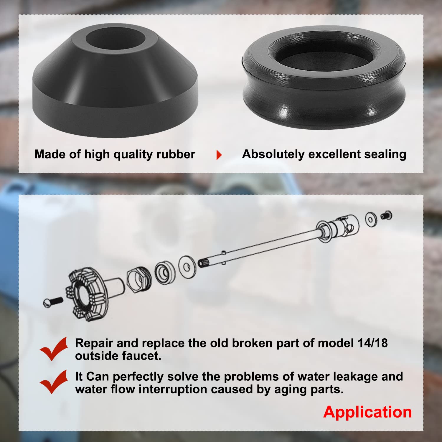 contents of the RK-14MH box including packing nut and EPDM packing