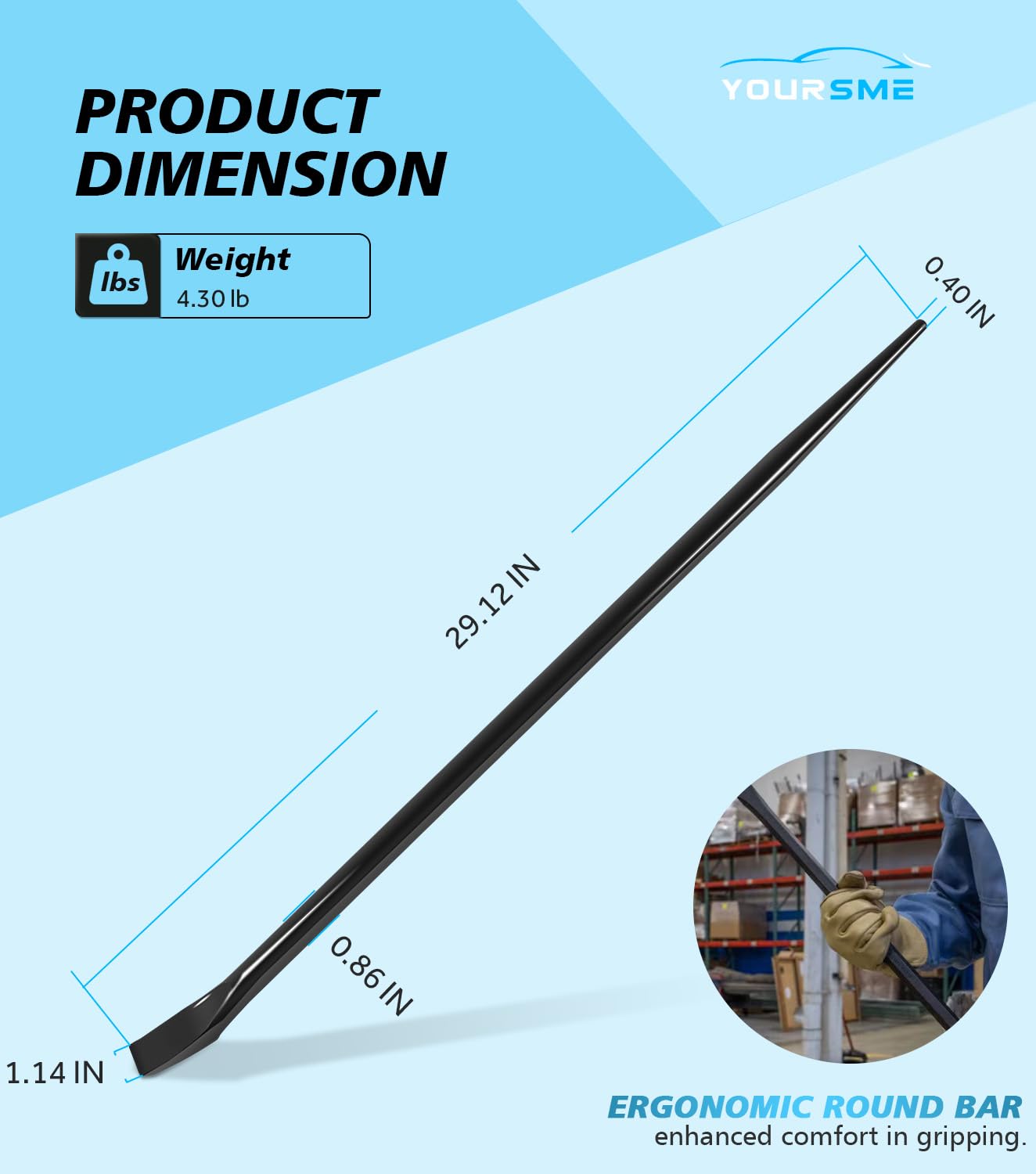 Yoursme versatile pry bar for prying, aligning, and chiseling metal parts