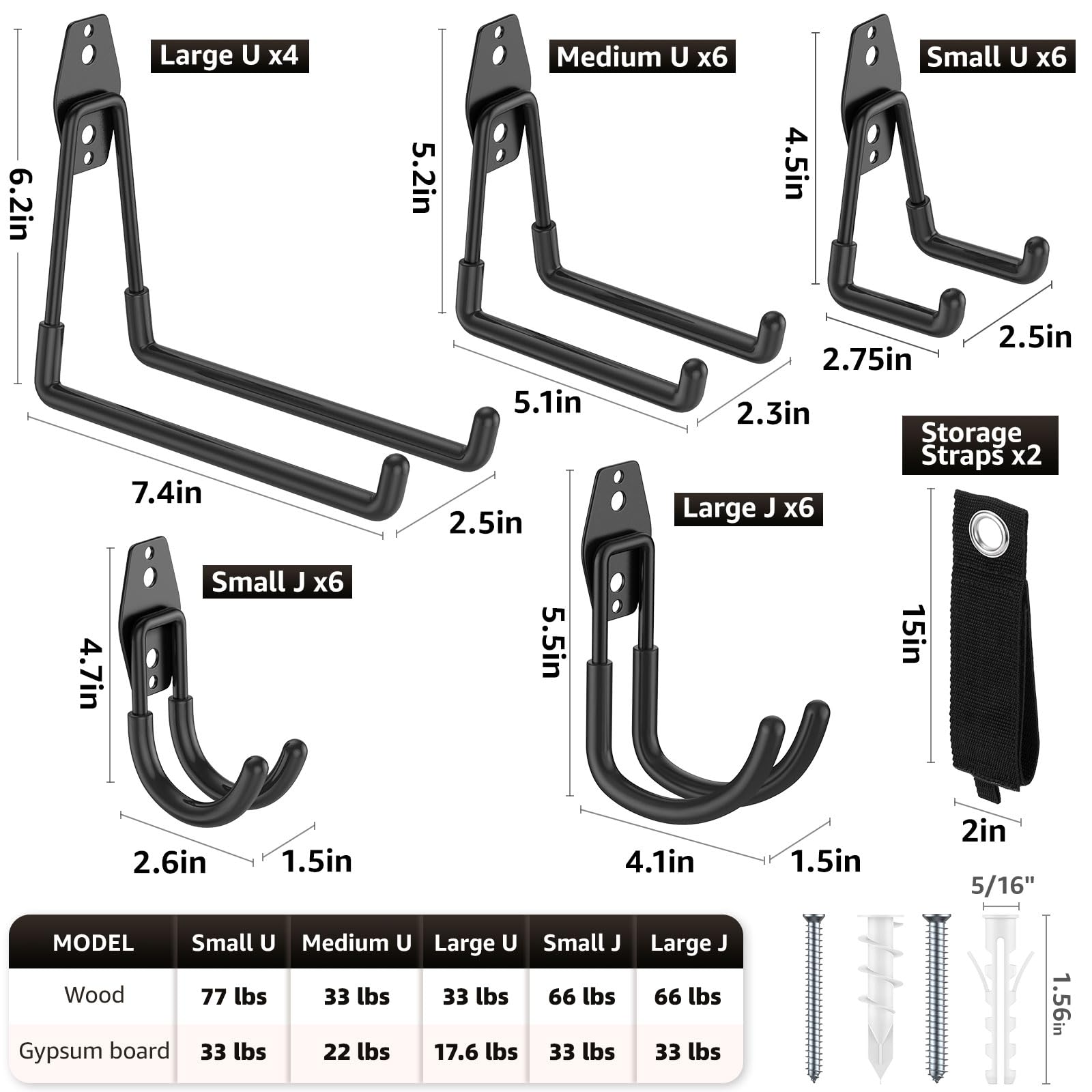 YouthZeal 30-pack medium U-hooks store tools reliably on walls