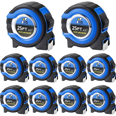 Youyole tape measure 25 ft blue with fractions for precise DIY measurements