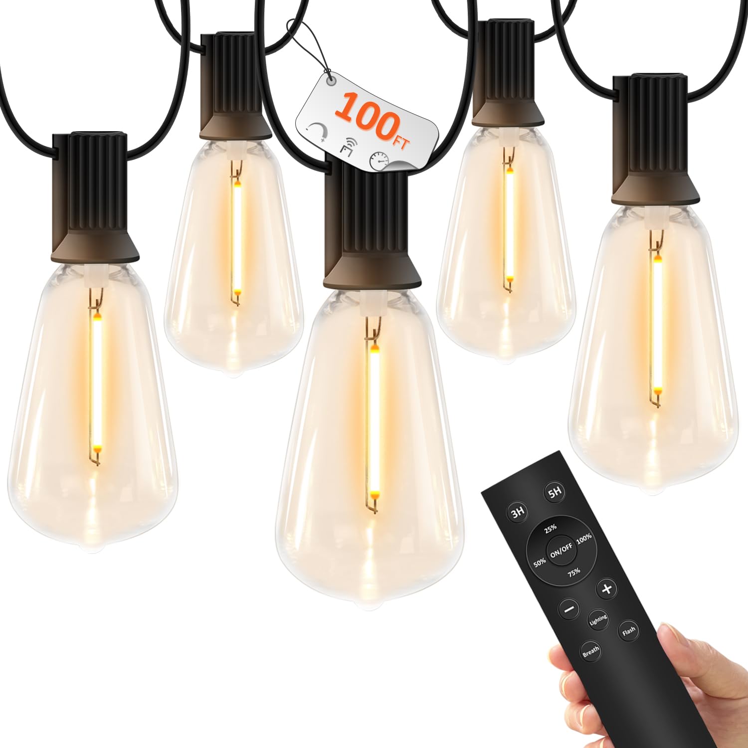 YOYONACY outdoor string lights 100ft illuminate patios with warm ambiance