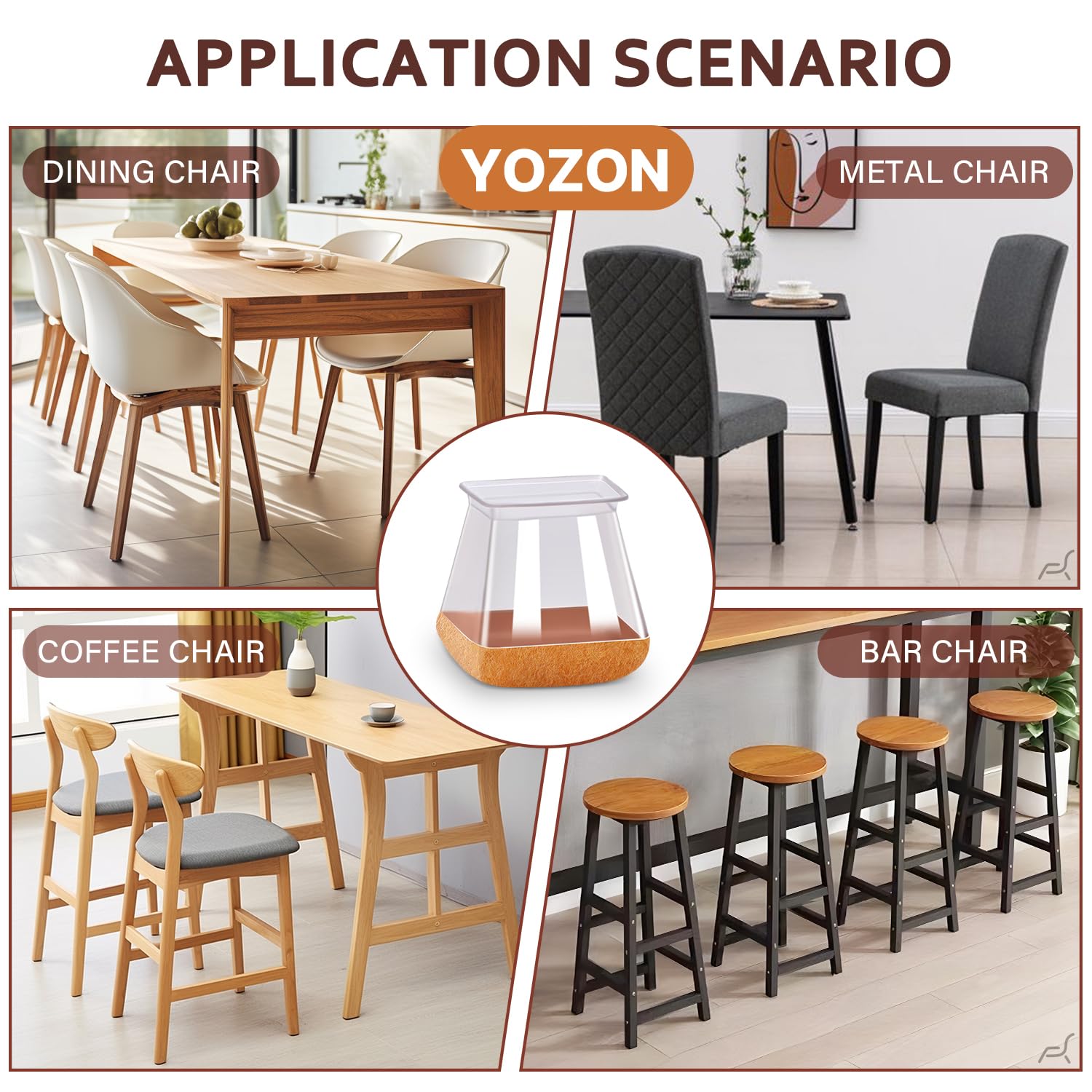 YOZON 32-pack square chair leg protectors for hardwood floors