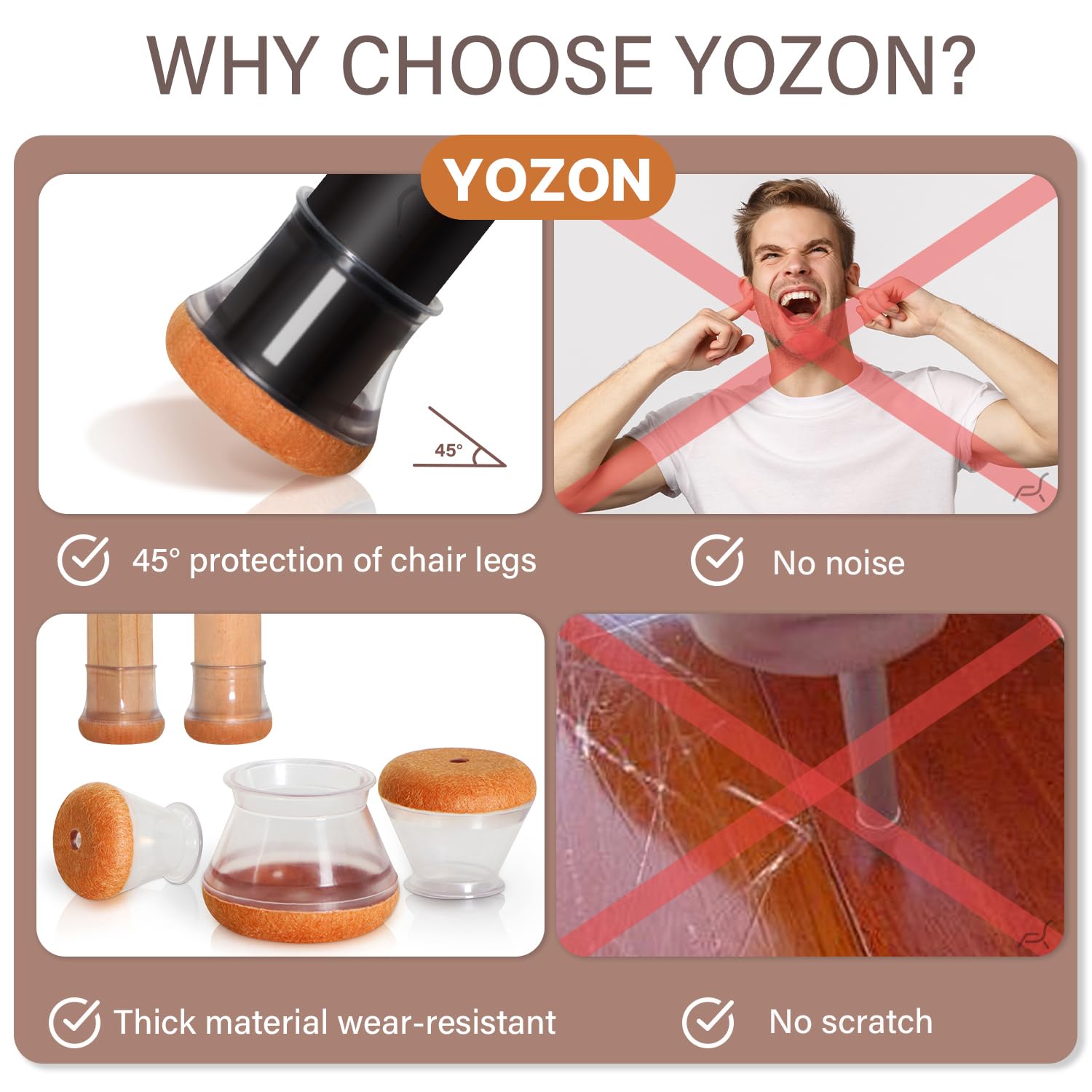 YOZON clear cap protects floors while preserving furniture aesthetics.