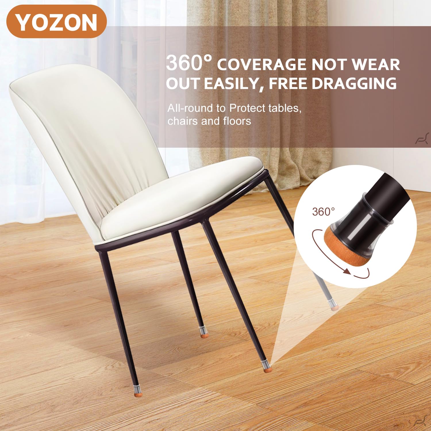 YOZON silicone shield reduces chair movement and floor noise on wood.