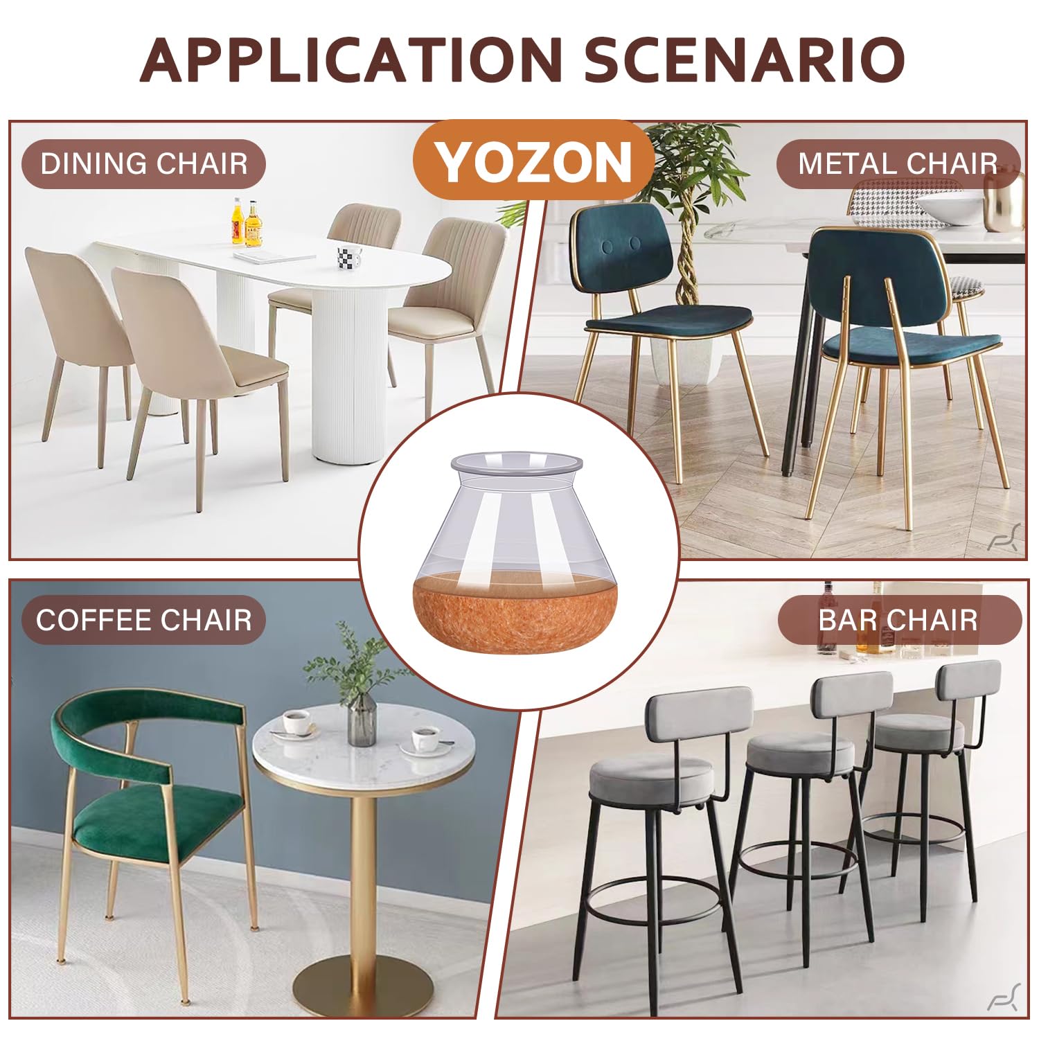 YOZON chair leg protectors 16-pack for multiple chairs