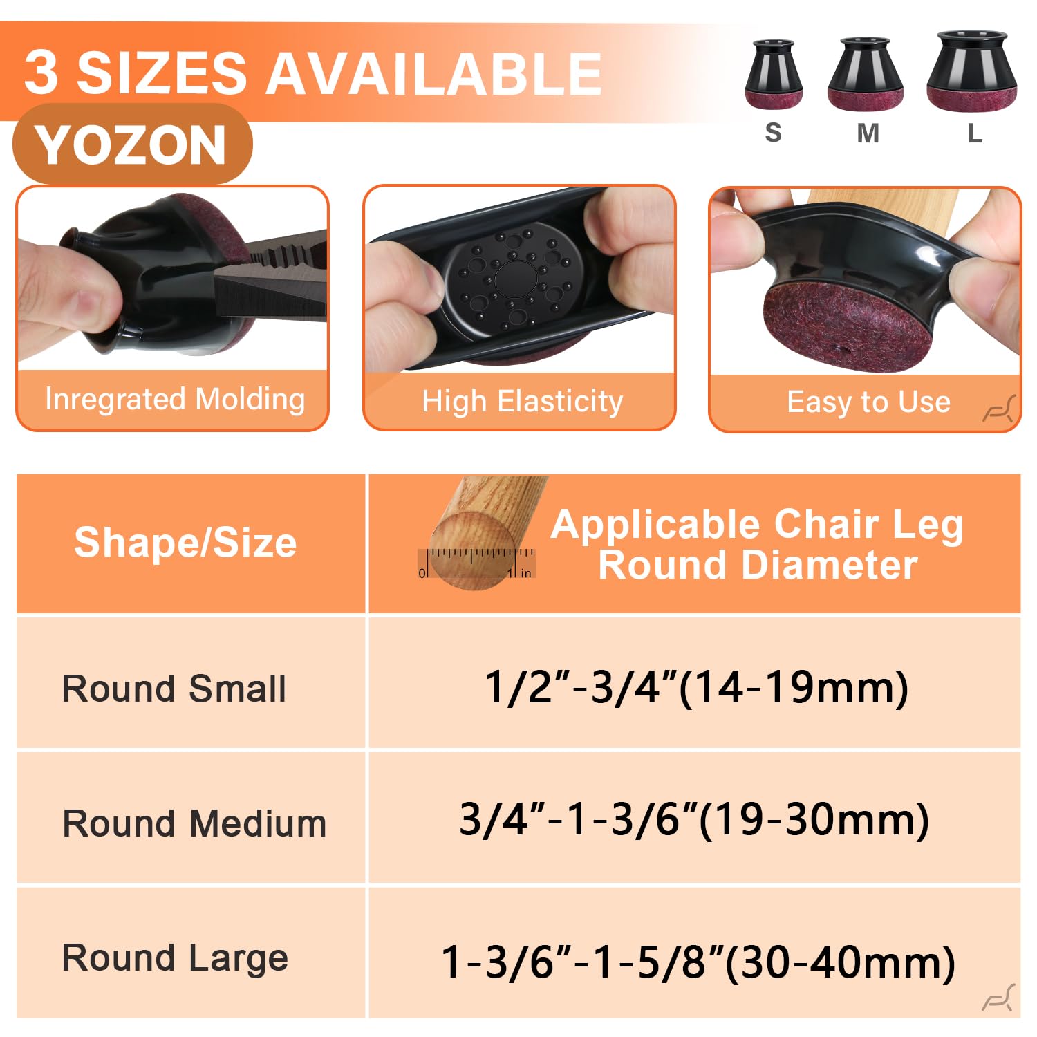 YOZON easy-install protector slips on chair legs in seconds.
