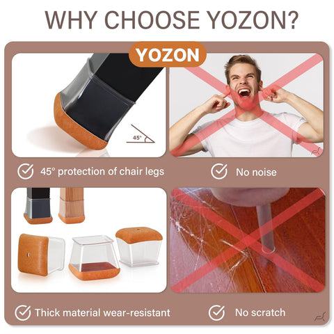 YOZON easy installation fits most square legs quickly and securely.