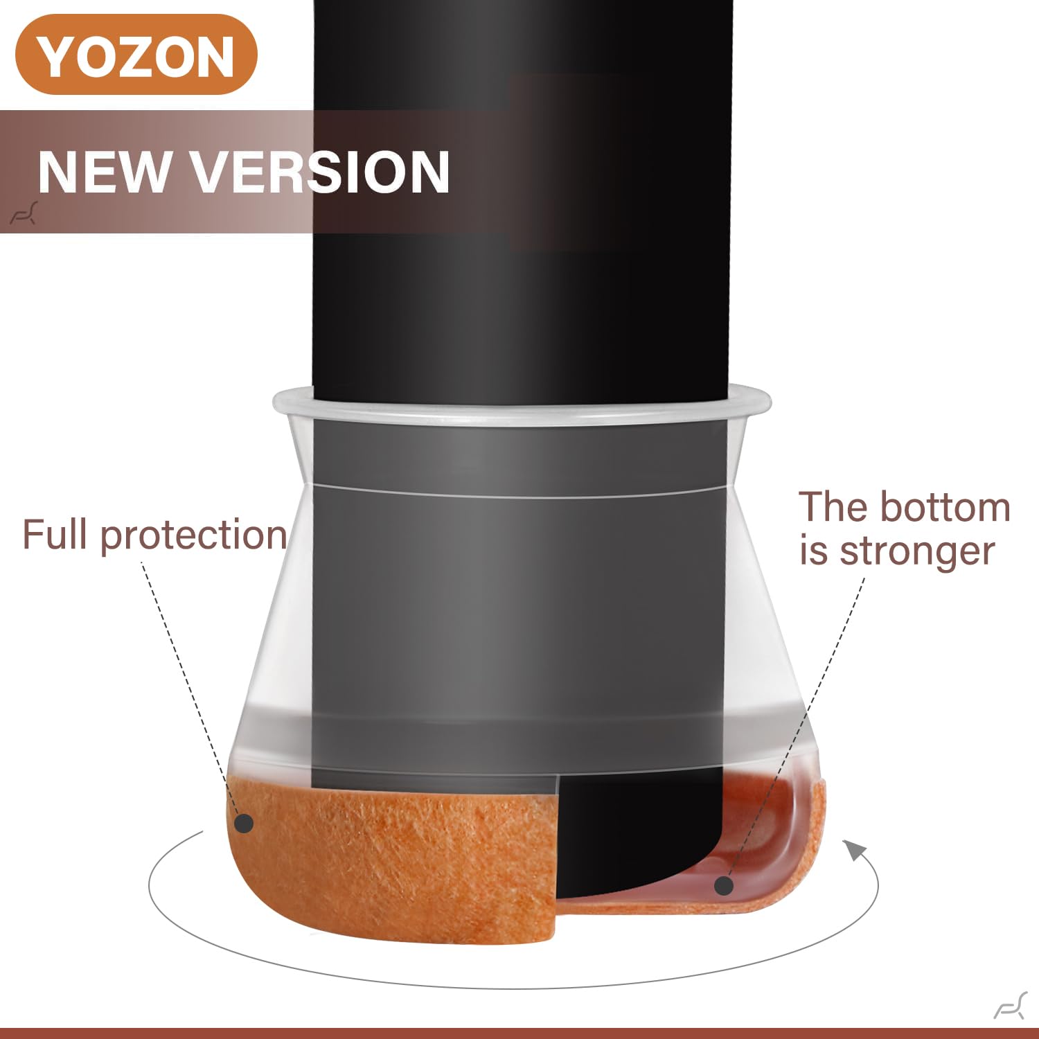 YOZON chair leg protectors fit varied leg sizes with a snug grip