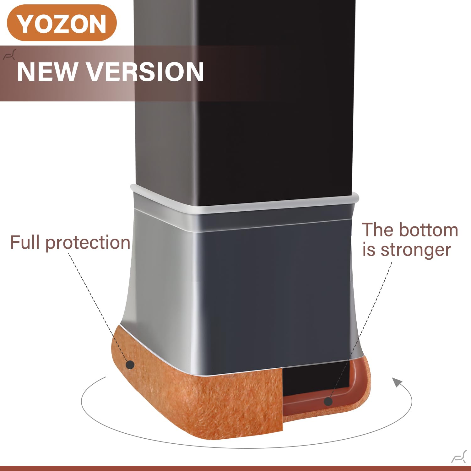 YOZON silicone cap fits 27-40 mm legs to protect floors and resist scuffs.