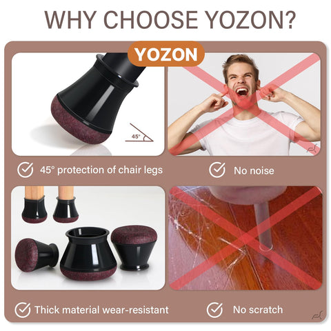 YOZON noise-reducing protector dampens chair movement on hardwood floors.