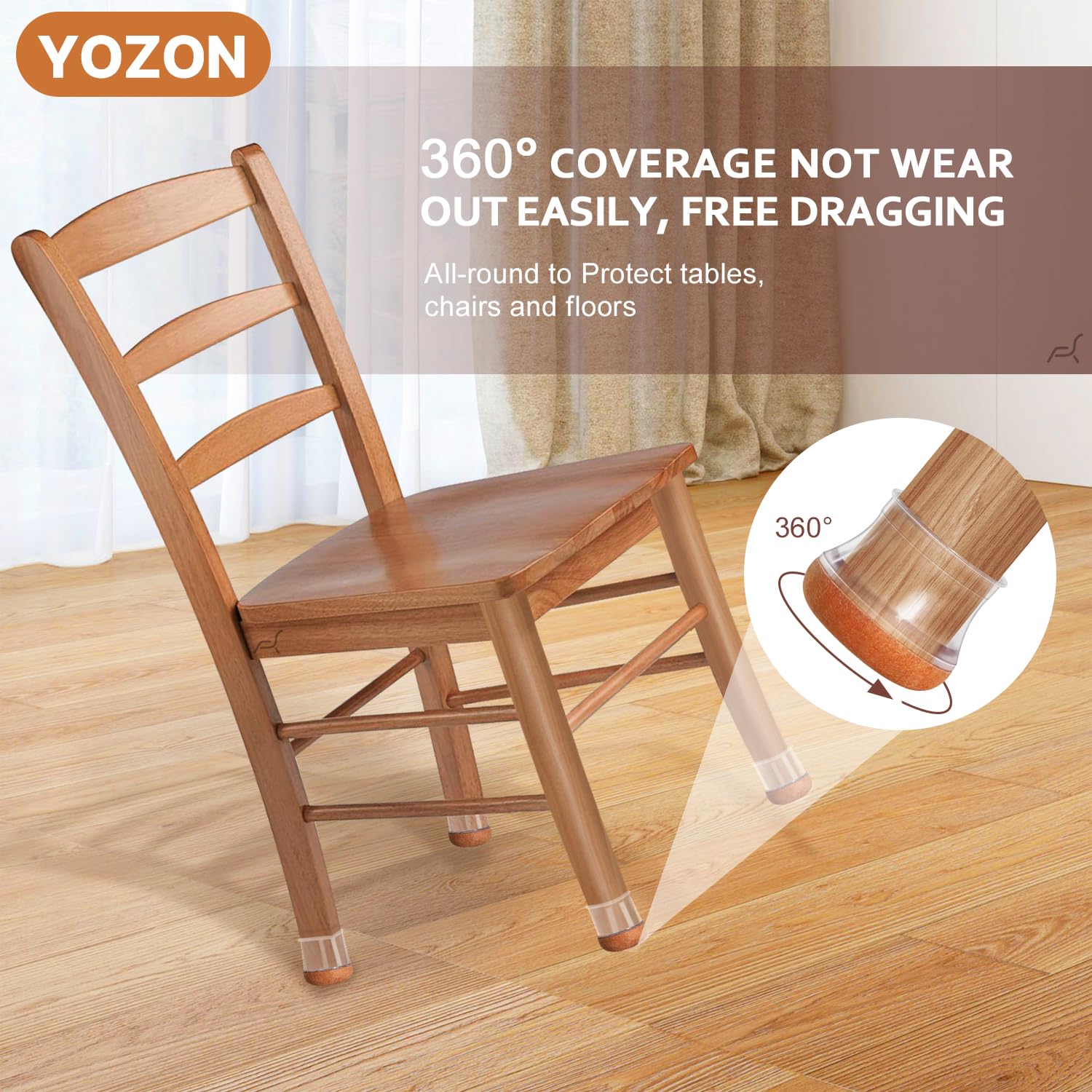 YOZON protectors silicone caps with reinforced felt bottom for quiet rooms
