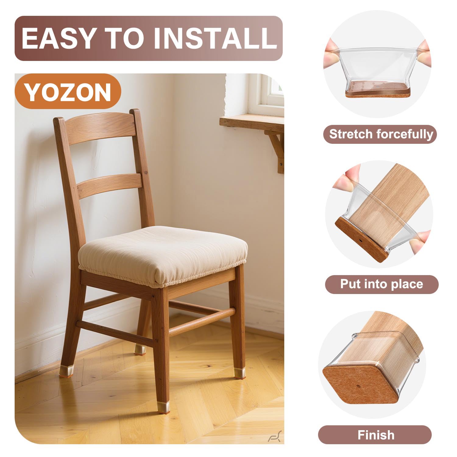 YOZON floor protection demonstrated on hardwood and tile surfaces