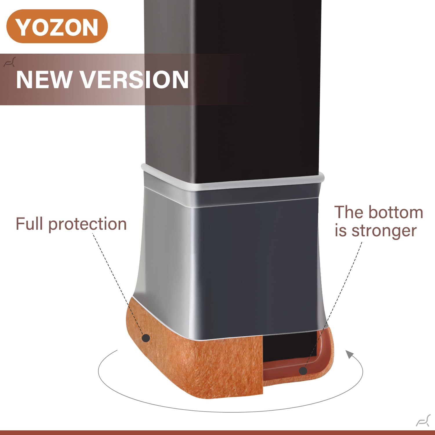 YOZON reinforced bottom felt pad aids quiet protection against scratches and scuffs