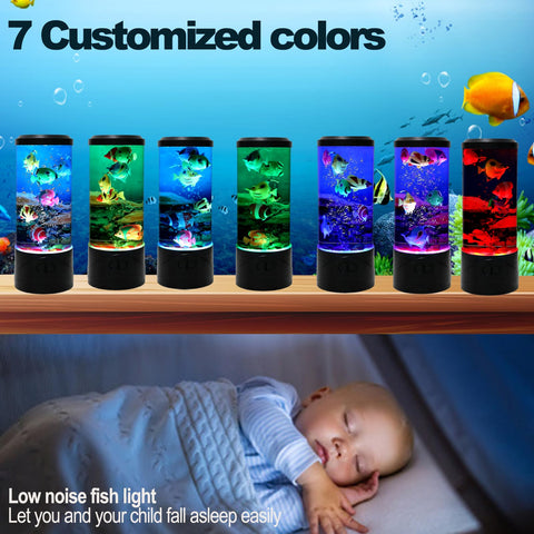 YPCOO Mini Bubble Fish Lamp close-up shows artificial fish swimming gracefully