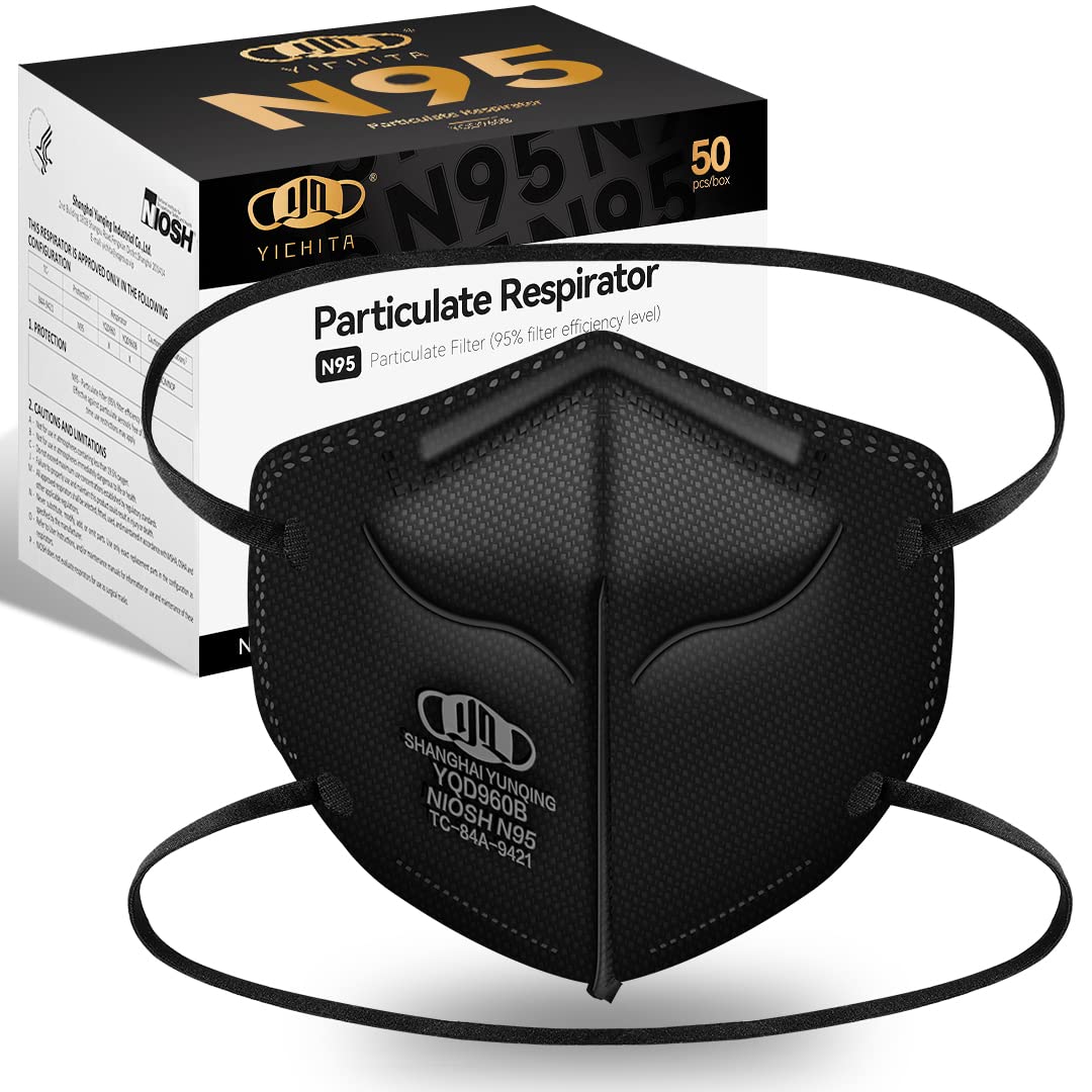 YQ Yichita N95 mask 50-pack in black for reliable filtration on the go.