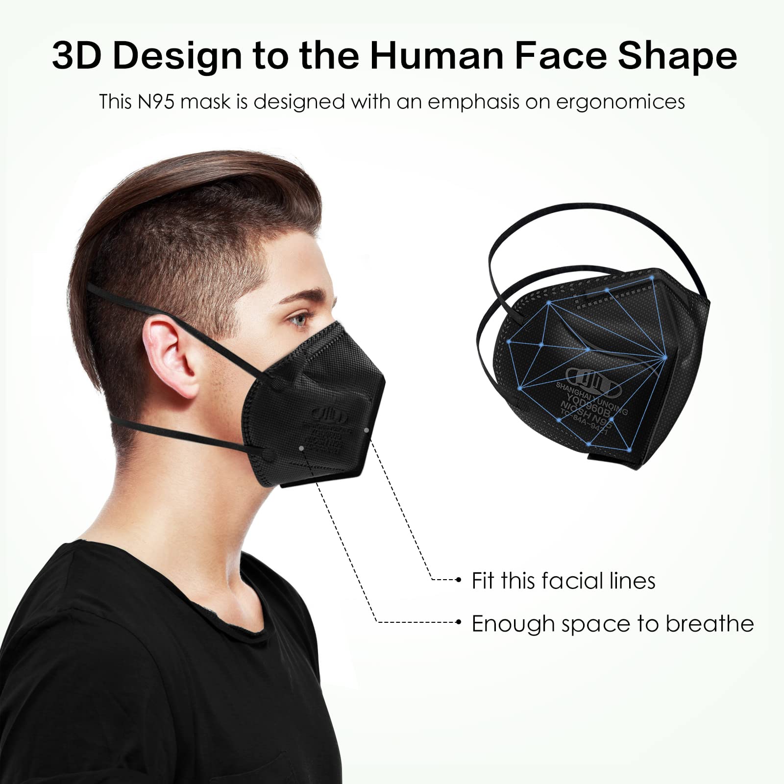 YQ Yichita N95 mask with five-layer filtration for enhanced particle protection.